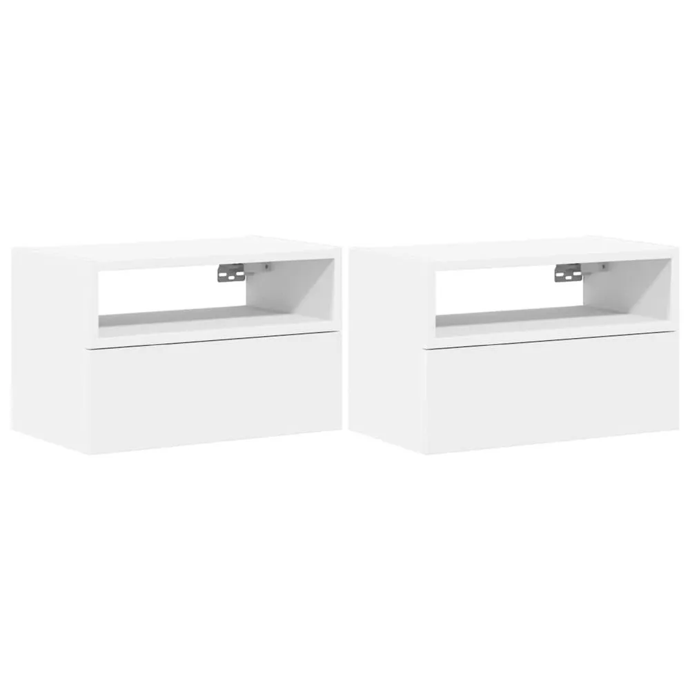 Mesas de cabeceira de parede 2 pcs 45x26x28,5 cm branco Tecido Resistente