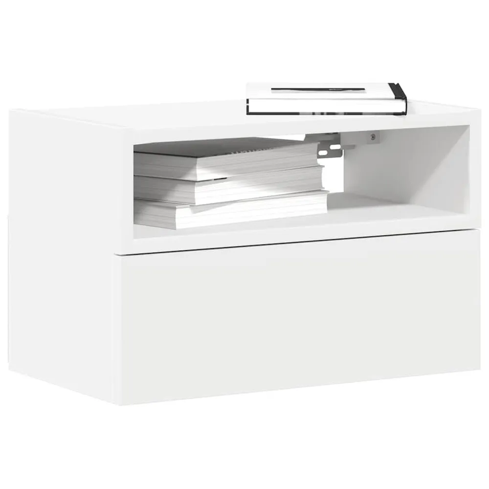 Mesas de cabeceira de parede 2 pcs 45x26x28,5 cm branco Tecido Resistente