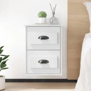 Mesas de cabeceira de parede 2 peças 41,5x36x53 cm branco em Pinho Natural