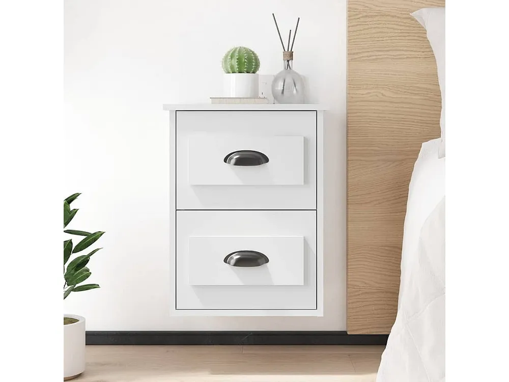 Mesas de cabeceira de parede 2 peças 41,5x36x53 cm branco em Pinho Natural