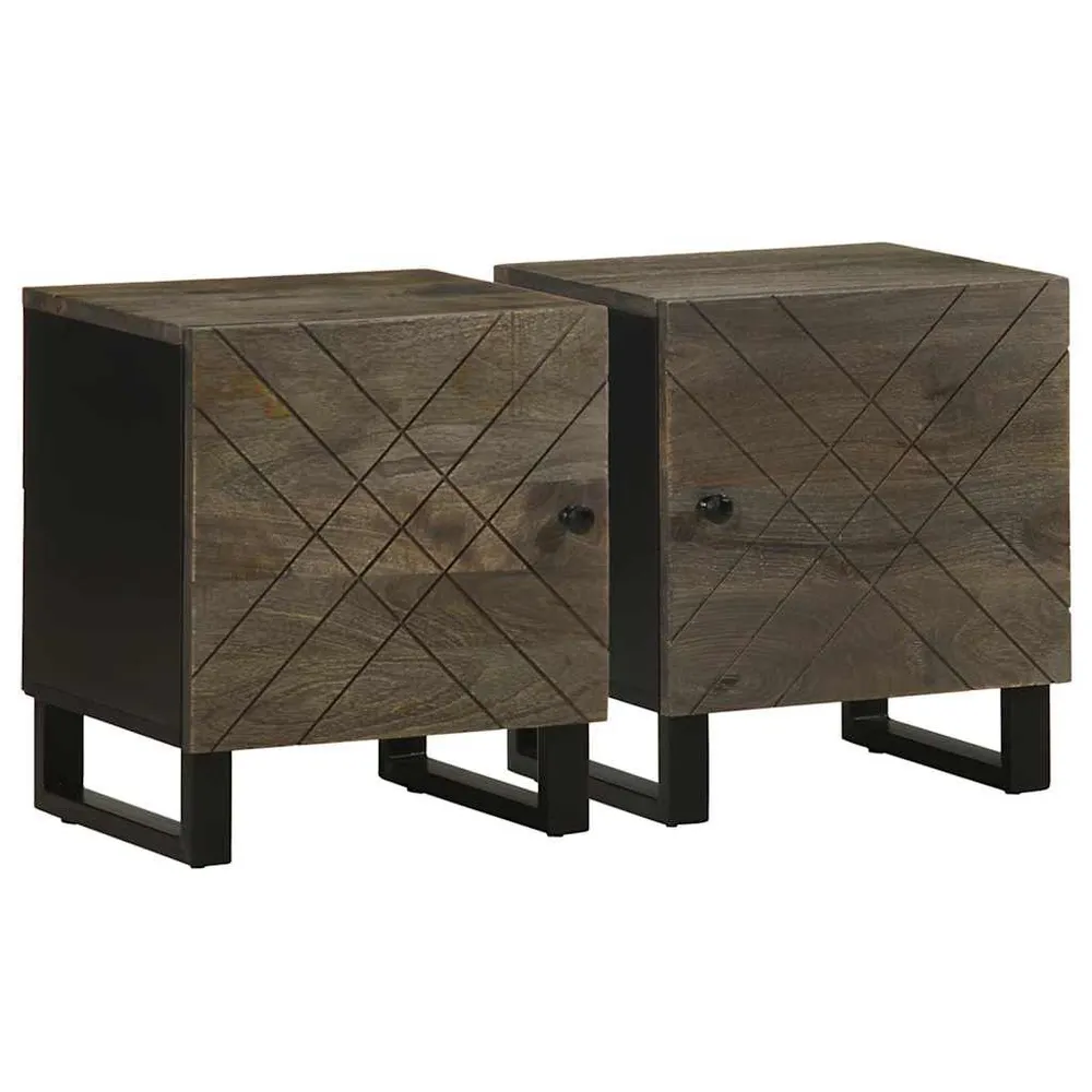 Mesas de cabeceira 2 pcs 40x33x46 cm mangueira maciç preto com Cabideiro Incluso