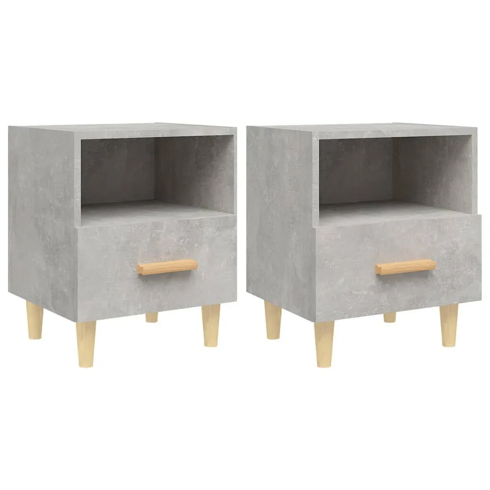 Mesas de cabeceira 2 pcs 40x35x47 cm cinzento cimento com Pés Ajustáveis