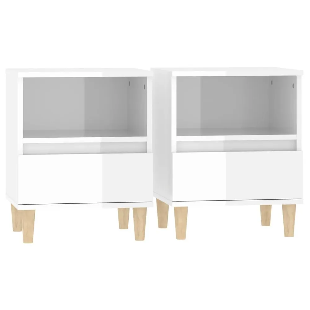 Mesas de cabeceira 2 pcs 40x35x50 cm branco cintilante