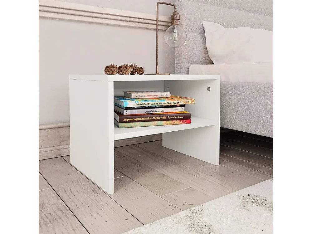 Mesas-de-cabeceira 2 peças 40x30x30 cm contraplacado branco para Organização de Roupas