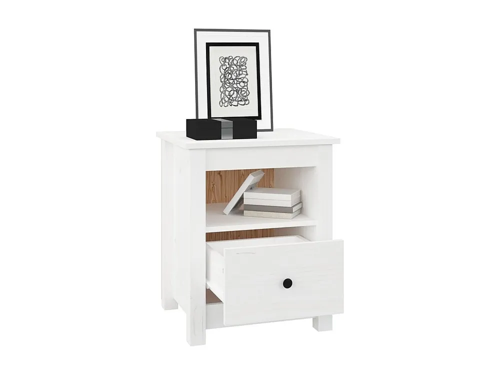 Premium Mesa de cabeceira 40x35x49 cm madeira de pinho maciç branco