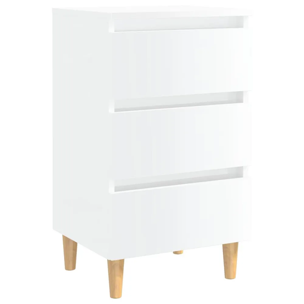 Premium Mesa cabeceira com pernas madeira 40x35x69 cm branco reluzente