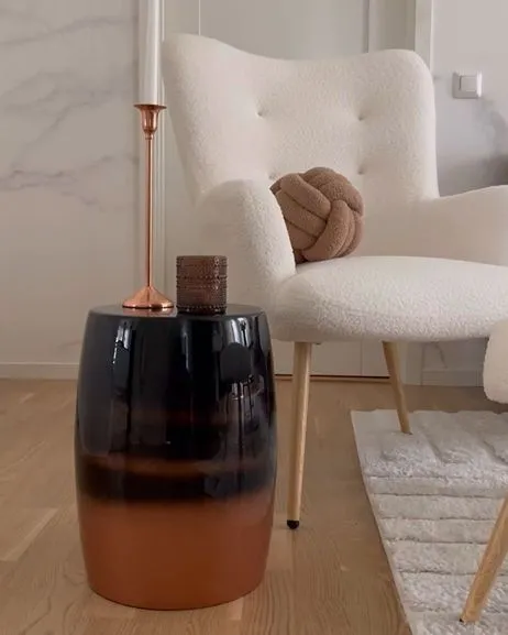 Accent Side Table Golden Brown and Onix FRAGUITA