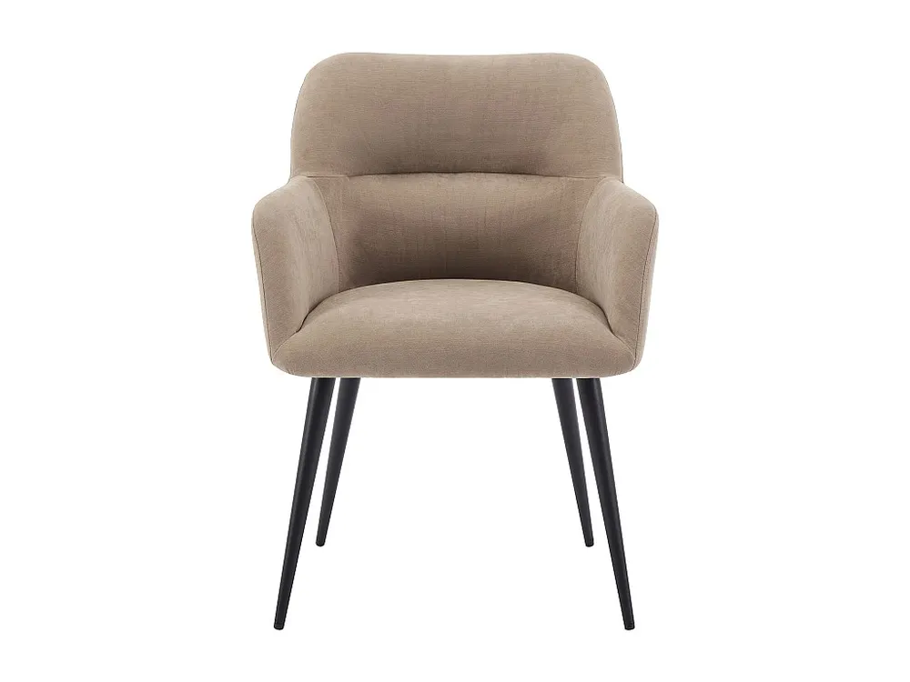 Conjunto de 6 cadeiras de mesa com apoios - Tecido efeito veludo e metálico preto. Bege. HEKA