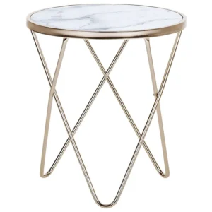 Mesa de apoio efeito de mármore com dourado MERIDIAN II