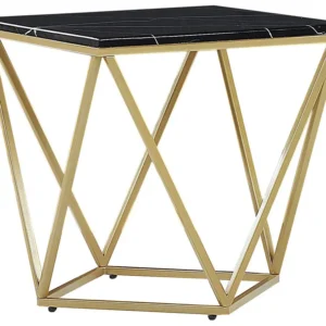 Mesa de apoio efeito de mármore preto com dourado MALIBU