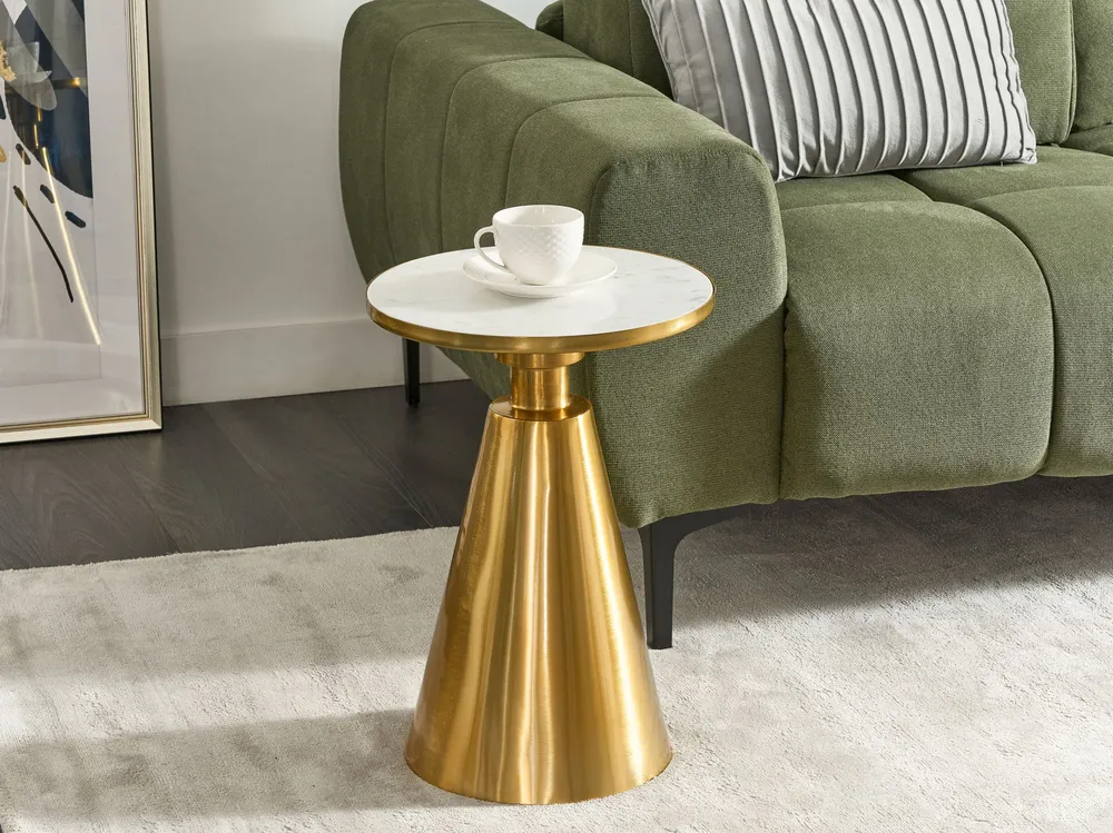 Mesa de apoio em metálico branco e dourado ANDRES