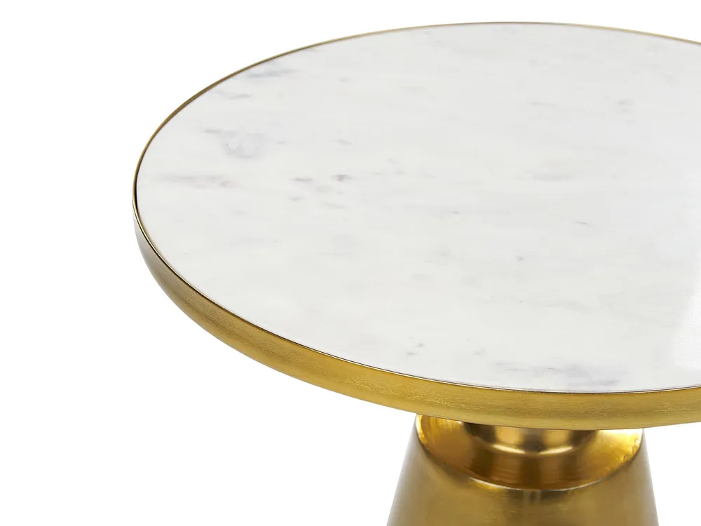 Mesa de apoio em metálico branco e dourado ANDRES