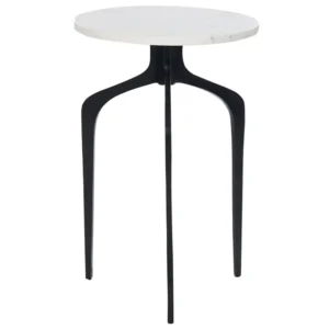 Mesa de apoio em mármore branco com preto TIHOI