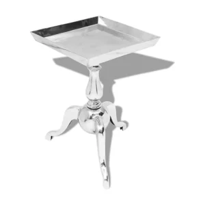 Mesa de apoio quadrada, alumínio, prateada