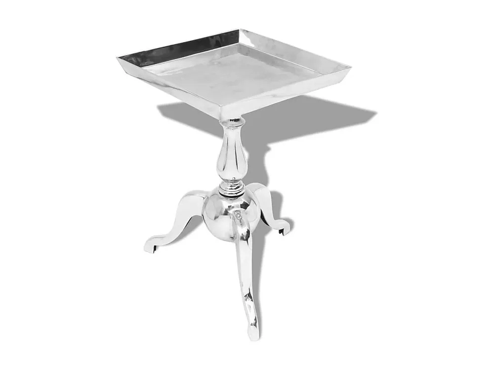 Mesa de apoio quadrada, alumínio, prateada