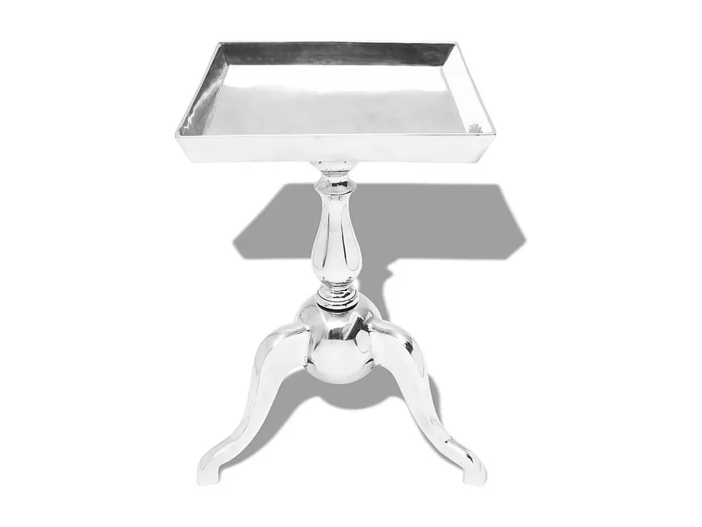 Mesa de apoio quadrada, alumínio, prateada