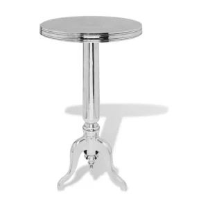 Mesa de apoio redonda, alumínio, prateada