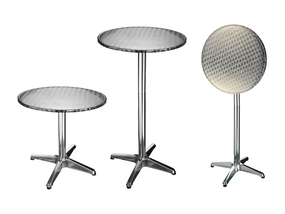 Mesa de bar/bistro dobrável redonda 60x60x(58-115) cm alumínio