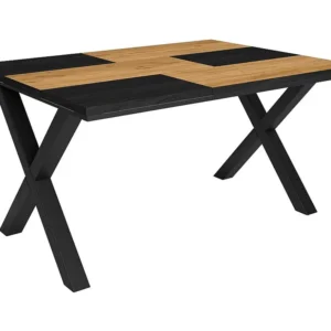 Mesa de sala de jantar, 6 pessoas, 140, Durável e estável graças à sua estrutura e pernas sólidas, Oak e Black, Estilo ind...