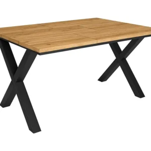 Mesa de sala de jantar, 6 pessoas, 140, Resistente e estável graças à sua estrutura e pernas sólidas, Oak, Estilo industrial