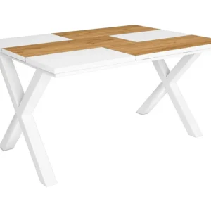 Mesa de sala de jantar, 6 pessoas, 140, Robusto e duradouro graças à sua estrutura e pernas sólidas, Oak e branco, Estilo...