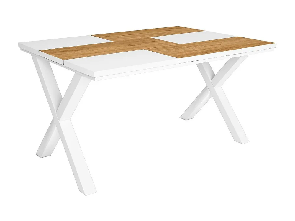 Mesa de sala de jantar, 6 pessoas, 140, Robusto e duradouro graças à sua estrutura e pernas sólidas, Oak e branco, Estilo...