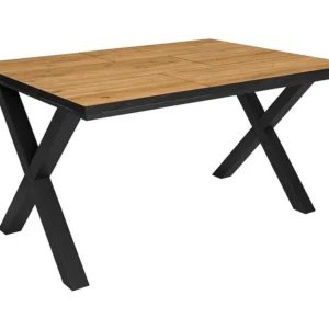 Mesa de sala de jantar, 6 pessoas, 140, Robusto e resistente graças à sua estrutura e pernas sólidas, Oak e preta, industrial