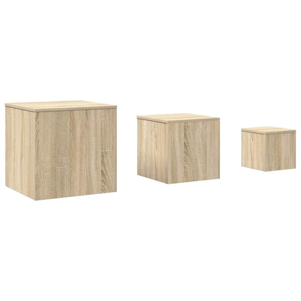 Mesas de apoio 3 pcs contraplacado carvalho sonoma