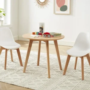 Conjunto mesa de crianç LOULOUNE + 2 cadeiras LILINOU genuíno e branco