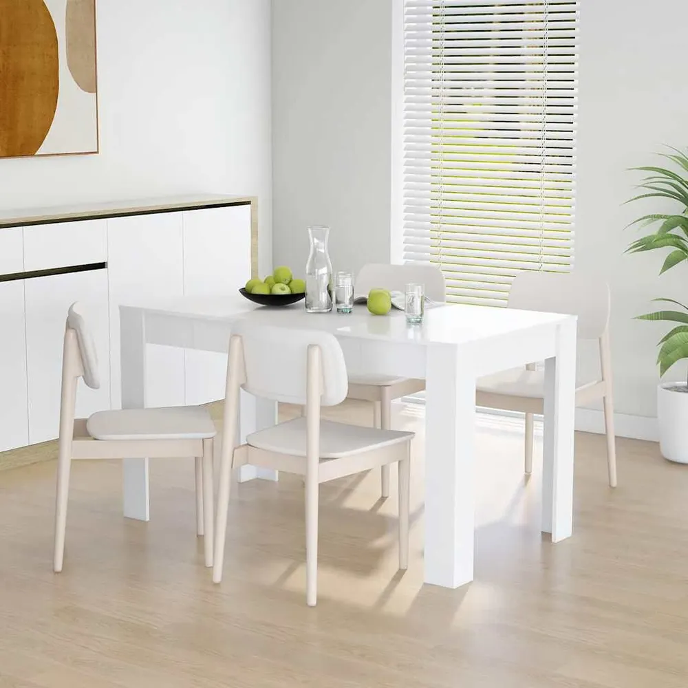 Mesa de jantar 140x74,5x76 cm derivados madeira branco Conjunto de 6 Cadeiras
