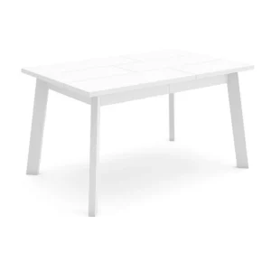 Mesa Sala de Jantar, 140, Para 6 pessoas, Pés de madeira, Branco Conjunto de 6 Cadeiras
