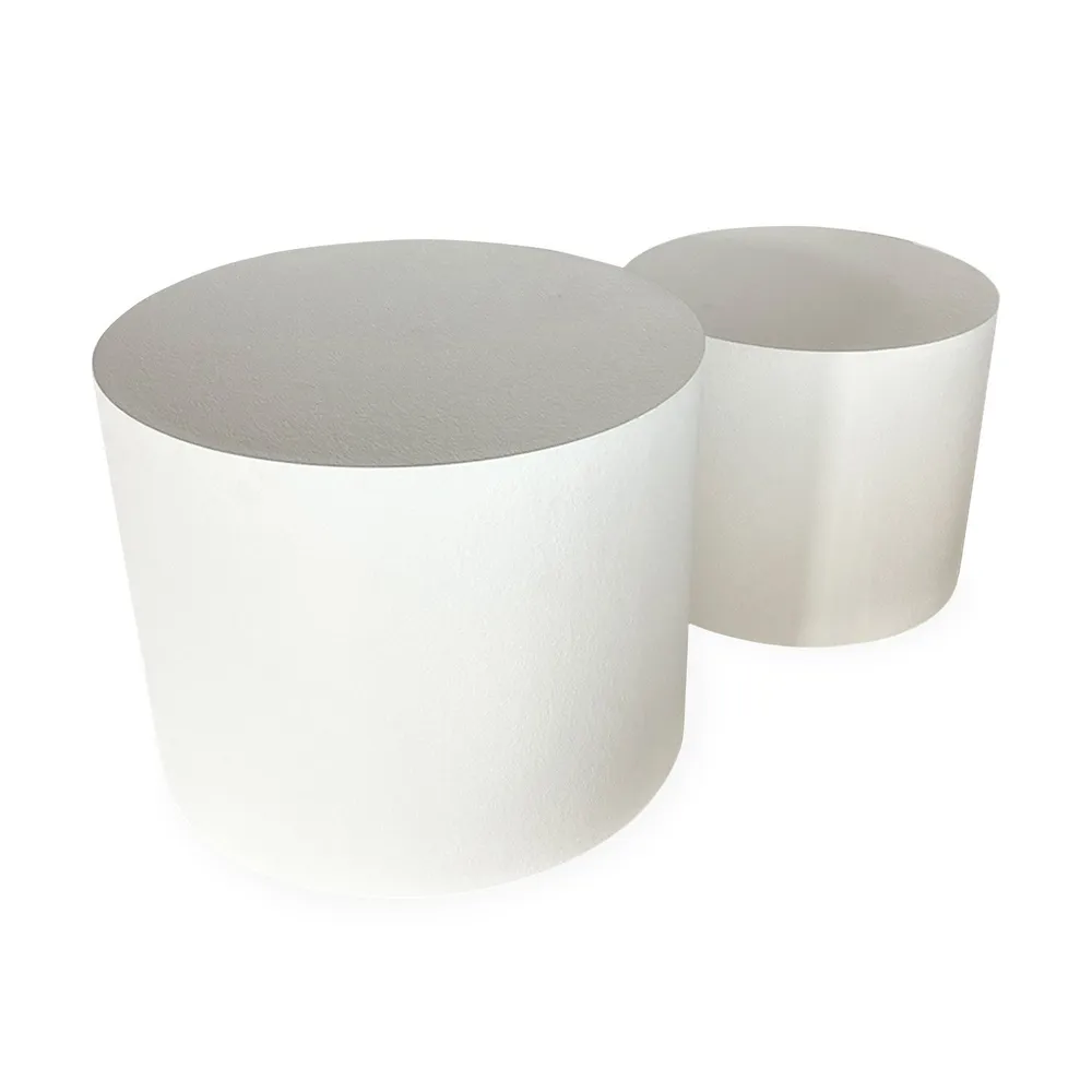 Conjunto de 2 mesas de centro cilíndricas Rougano Ø48cm Branco texturizado
