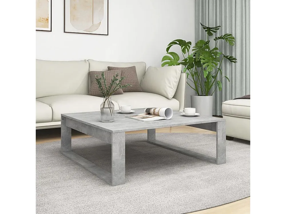 Mesa de centro 100x100x35 cm contraplacado cinzento cimento