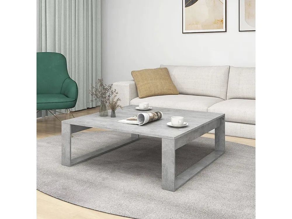 Mesa de centro 100x100x35 cm contraplacado cinzento cimento