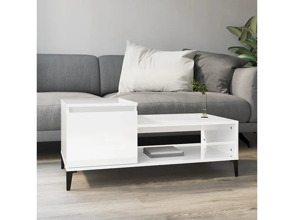 Mesa de centro 100x50x45 cm derivados madeira branco resplandecente