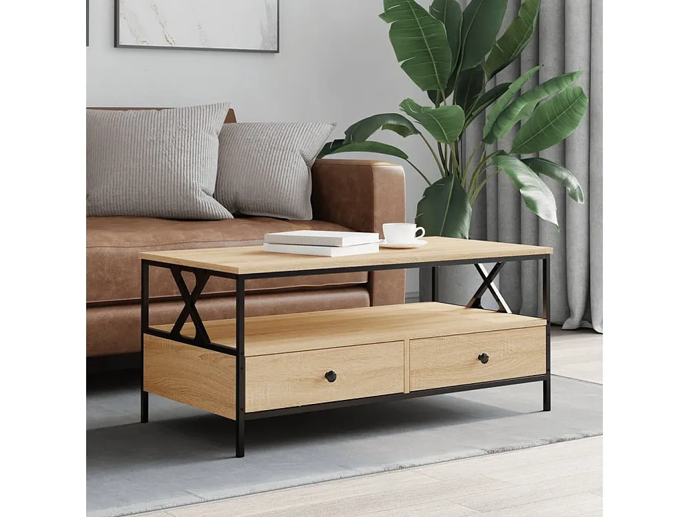 Mesa de centro 100x51x45 cm derivados madeira carvalho sonoma