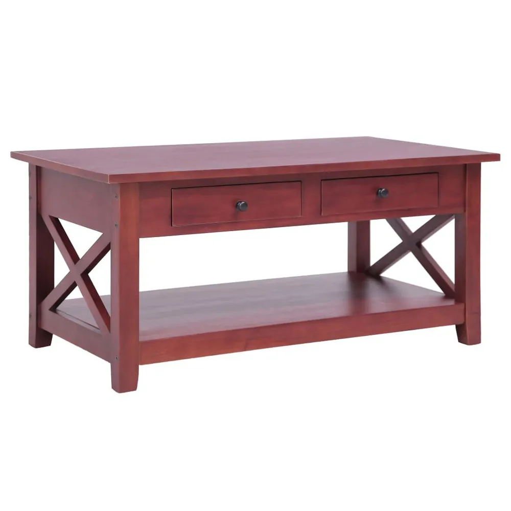 Mesa de centro 100x55x46 cm madeira de mogno maciç castanho