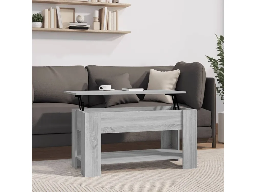 Mesa de centro 101x49x52cm derivados de madeira cinzento sonoma