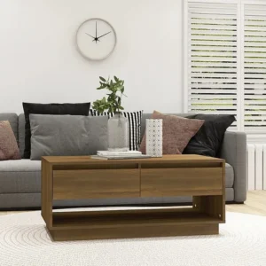 Mesa de centro 102,5x55x44 cm contraplacado carvalho castanho