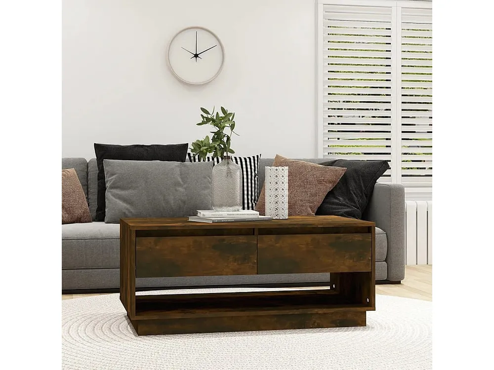 Mesa de centro 102,5x55x44 cm contraplacado cor carvalho fumado