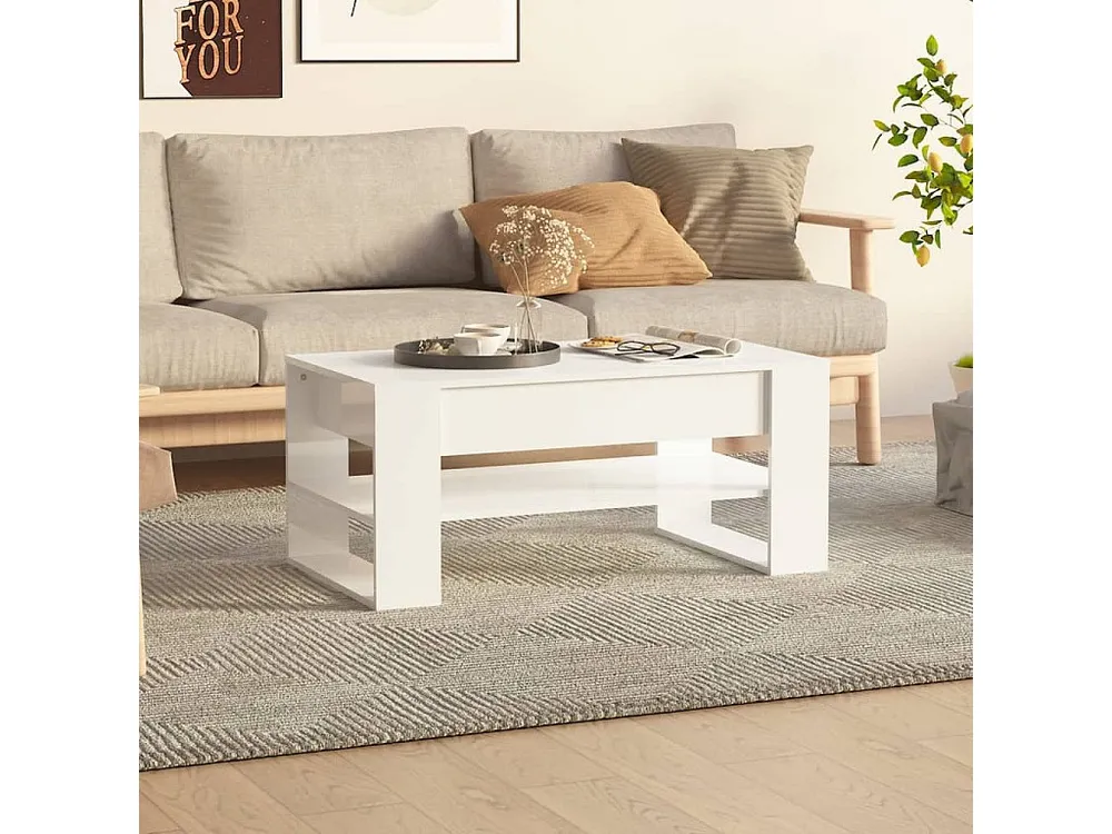 Mesa de centro 102x55x45 cm madeira processada branco radiante