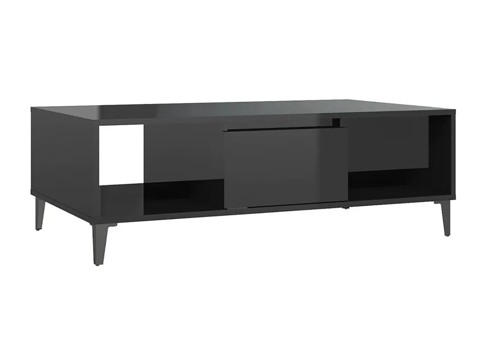 Mesa de centro 103,5x60x35 cm contraplacado preto resplandecente