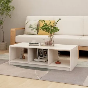 Mesa de centro 110x50x34 cm madeira de pinho maciç branco