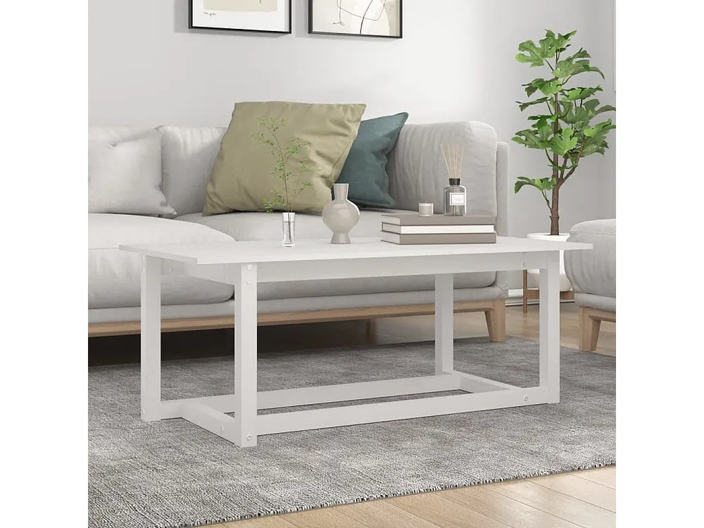 Mesa de centro 110x55x45 cm madeira de pinho maciç branco