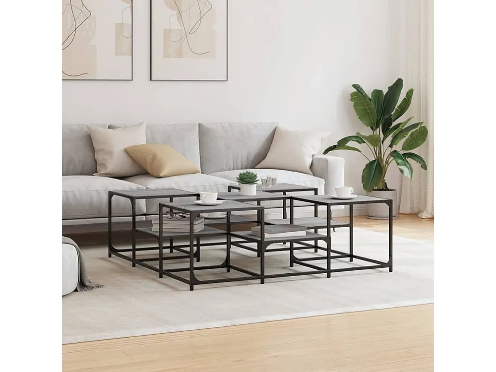 Mesa de centro 121x121x40 cm derivados madeira cinzento sonoma