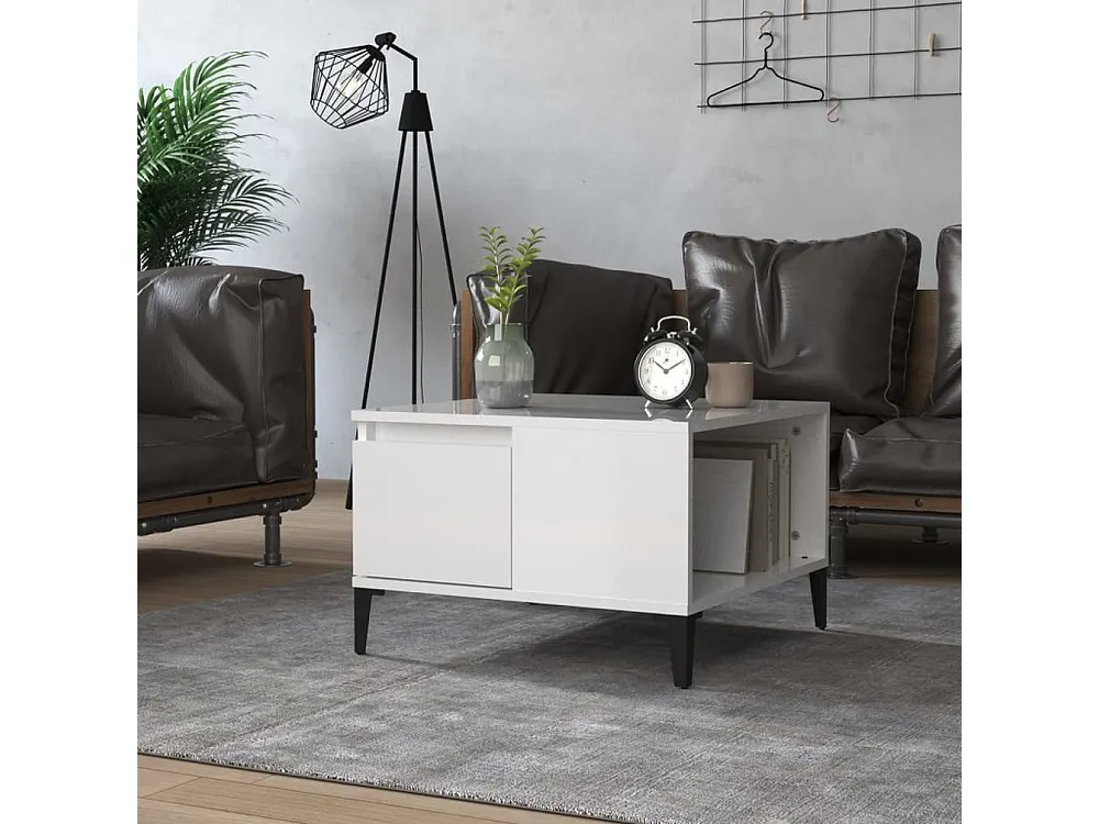 Mesa de centro 55x55x36,5 cm derivados madeira branco cintilante