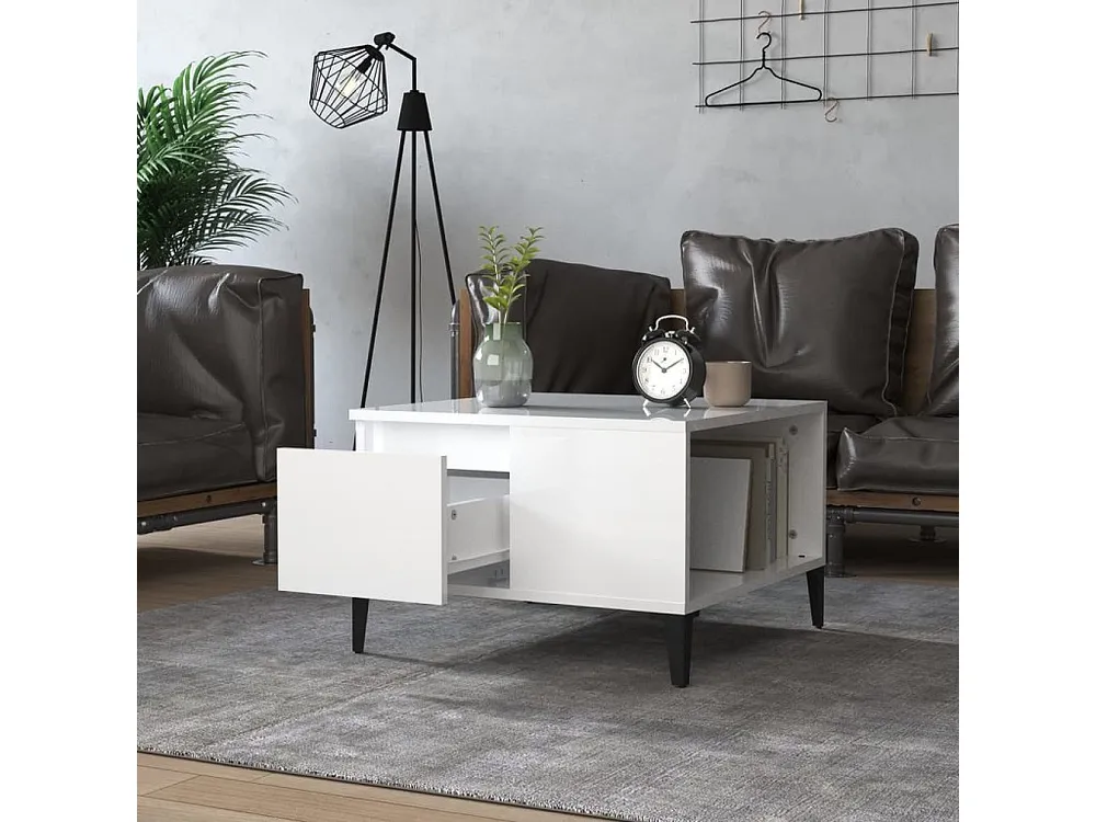 Mesa de centro 55x55x36,5 cm derivados madeira branco cintilante