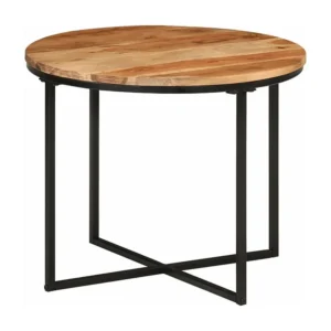 Mesa de centro 55x55x45 cm madeira de acácia maciç e ferro
