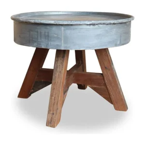 Mesa de centro 60x45 cm madeira reciclada maciç prateado