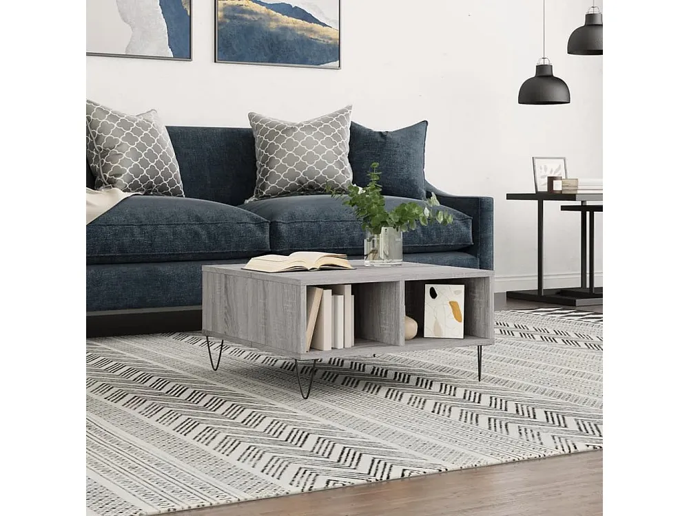 Mesa de centro 60x60x30 cm derivados de madeira cinzento sonoma